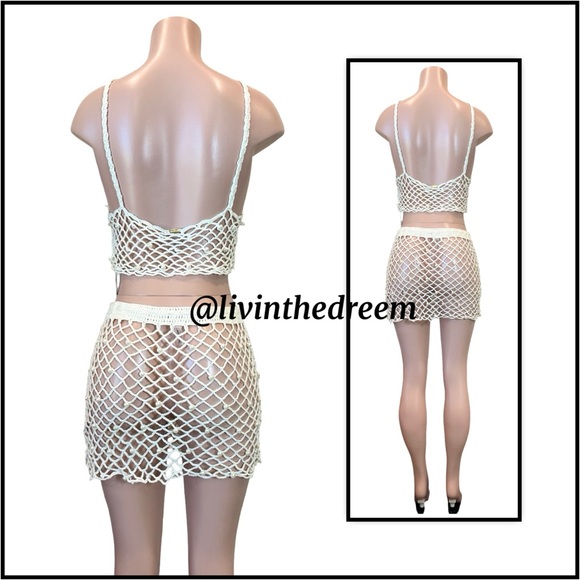 BEACH BUNNY Bianca Tank & Mini Skirt - Ivory Large Set $158 - Picture 7 of 16